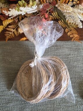 🌿 Set NWT of 6 BOHO Vintage Woven Rattan Wicker Coasters Cup Holders